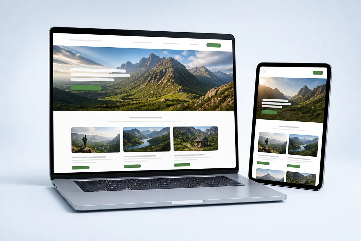 Illustrative business website on a laptop and tablet